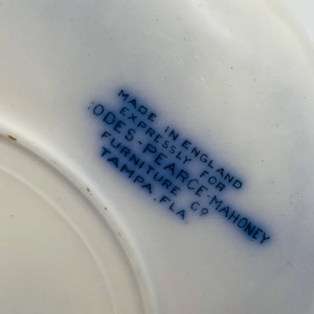 Rhodes-Pearce-Mahoney Tampa Florida Souvenir Plate Flow Blue 7.75